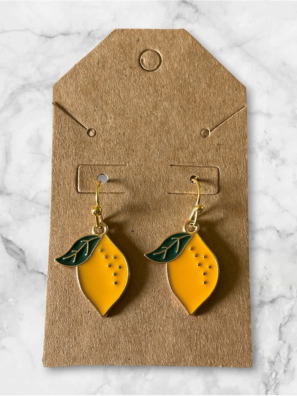 Lemon Drop Enamel Dangle Earrings - Yellow & Green